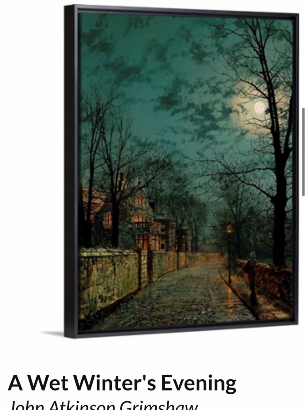 24” x 32”—John Atkinson Grimshaw’s “A WET WINTER’S EVENING”—Framed Canvas Art